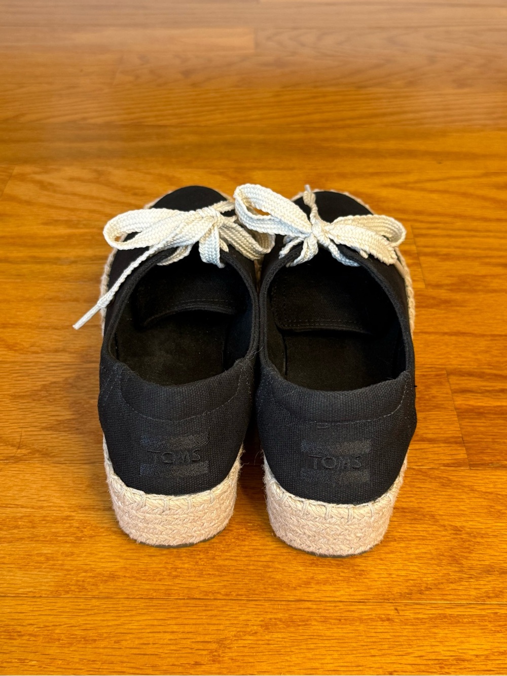 TOMS Alpargata Platform Rope Espadrille Lace Up Sneakers Black Canvas Womens 6 - Picture 8 of 10